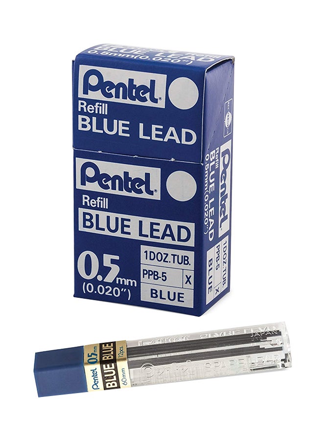 Pentel Refill Lead Blue (0.5Mm) Medium 12 Pcs/Tube, 12 Tubes Of Lead (Ppb-5)