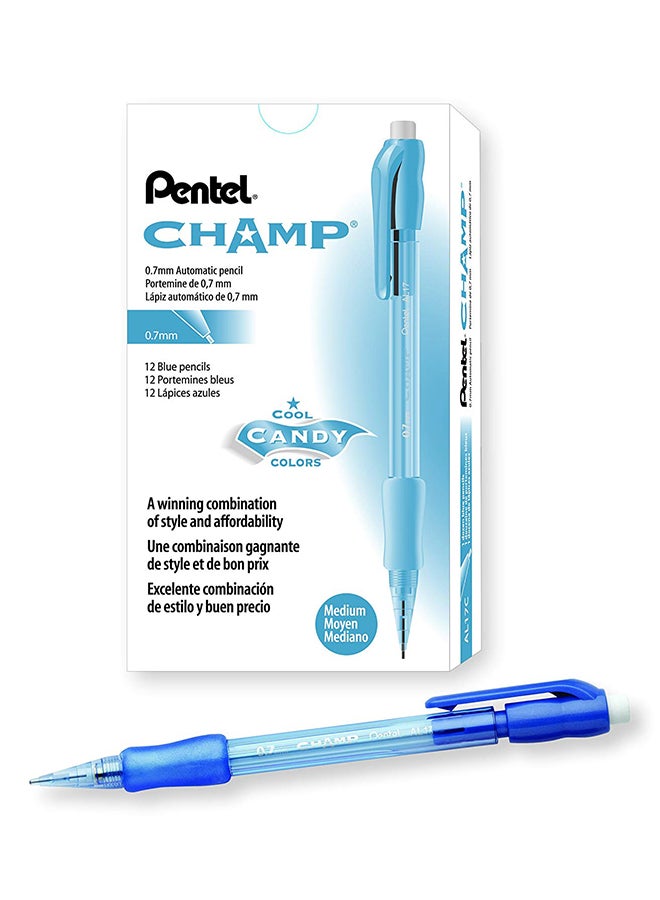 بنتل أقلام رصاص تشامب ميكانيكية بأسطوانة زرقاء مع طرف بسمك 0.7 مم من 12 قطعة (طراز Al17C) - Image 2