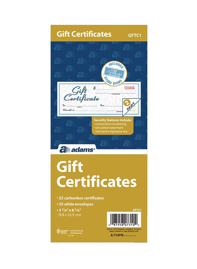 ADAMS 25-Piece Certificate Notebook White  - Image 1