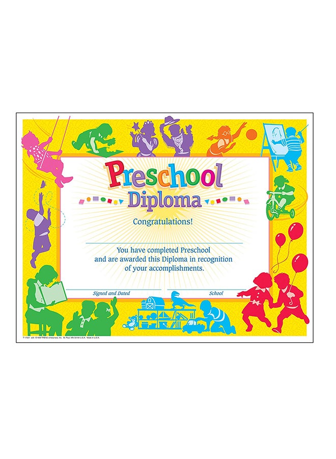 مجموعة مكونة من 30 شهادة دبلومة كلاسيكية لمرحلة ما قبل المدرسة متعدد الألوان