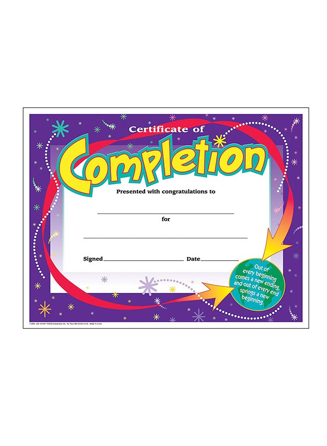 30 قطعة من شهادة إكمال كلاسيكية متعدد الألوان