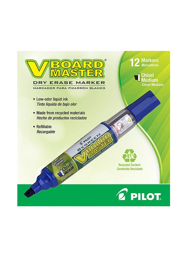 بايلوت حزمة من 12 قلم ماركر قابل للمسح الجاف يمكن إعادة تعبئته من بورد ماستر متعدد الألوان