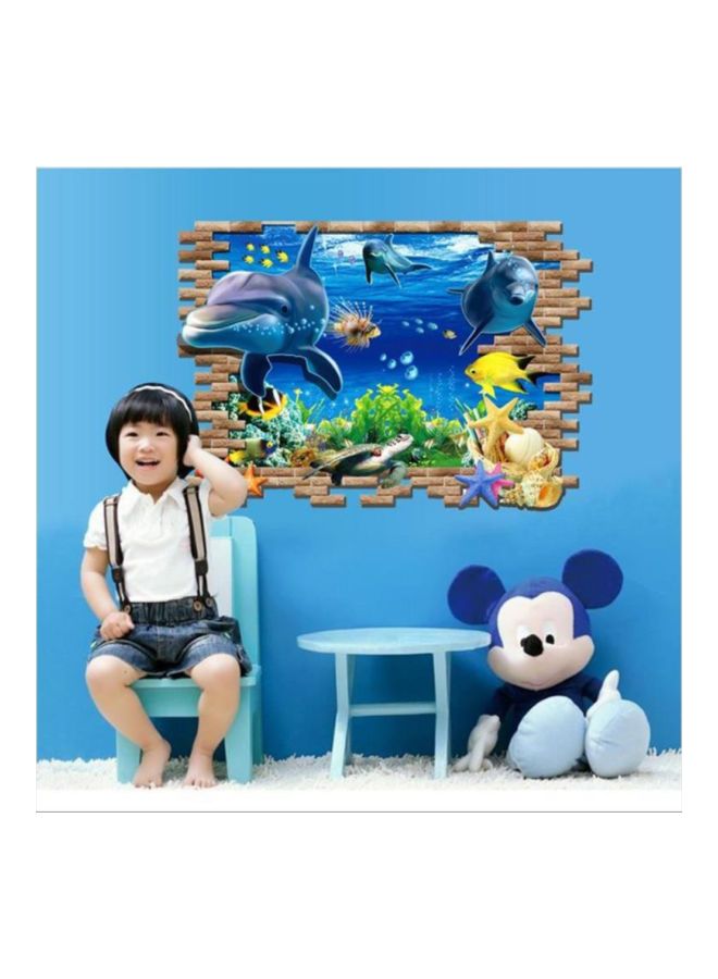 3D Ocean Wall Sticker Blue/Brown/Yellow 60x90cm  - Image 3