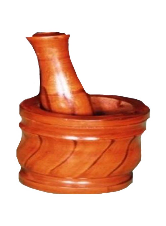 A TO Z Wooden Mortar Pestle Brown