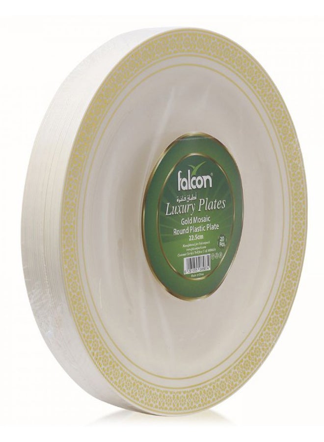 Falcon 20-Piece Ring Round Luxury Plate Set Gold/White  - Image 2