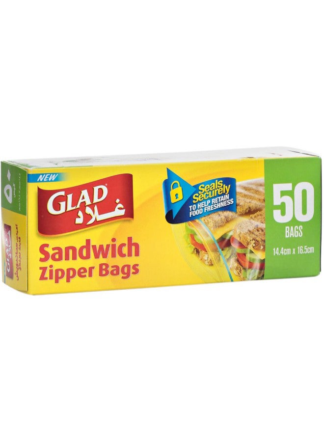 Glad 50-Piece Zipper Sandwich Bag Set Clear/White - Image 1