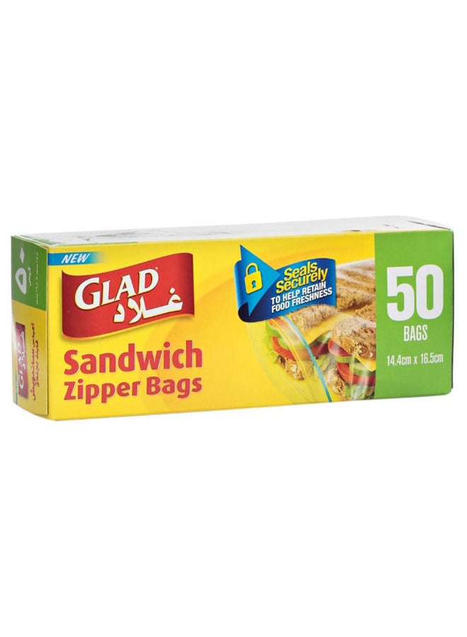 Glad 50-Piece Zipper Sandwich Bag Set Clear/White - Image 2