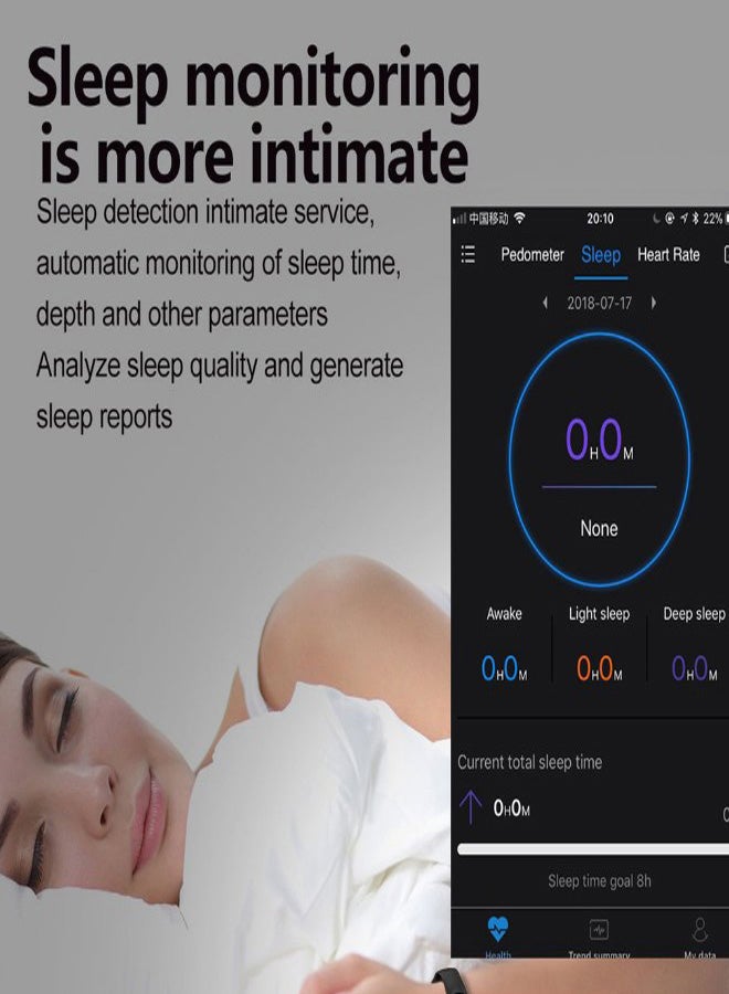 M3 Heart Rate Blood Pressure Monitor Fitness Tracker Black - Image 2