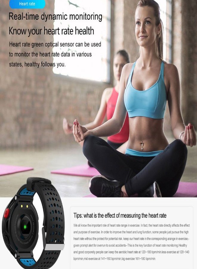 Generic - Heart Rate Blood Pressure Monitor Smart Wristband Blue/Black - Image 1