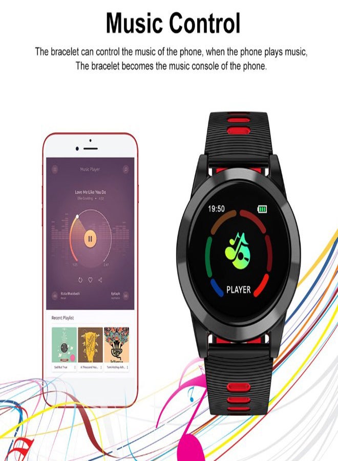 R15 Heart Rate Fitness Bracelet Sleep Monitor Smartwatch Black/Red - Image 3