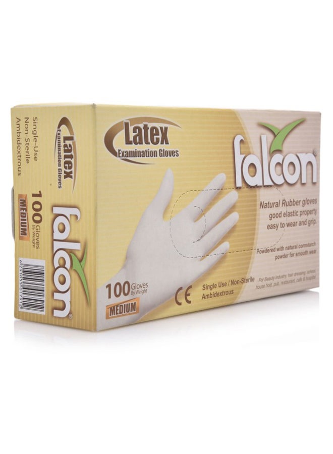 Falcon 100-Piece Natural Gloves Set White Medium  - Image 1