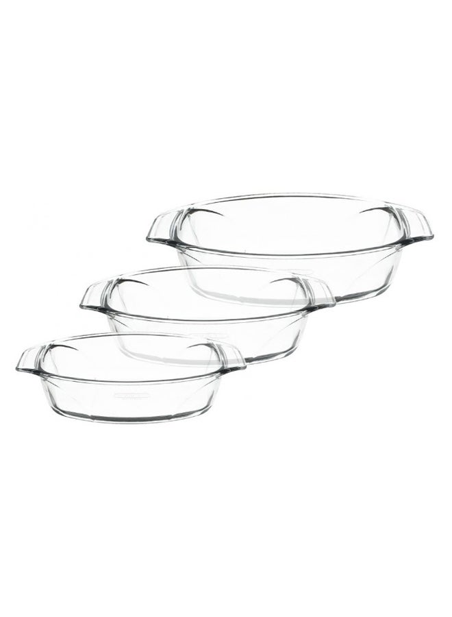 PYREX 3-Piece Oval Oven Tray Set Clear - Image 2