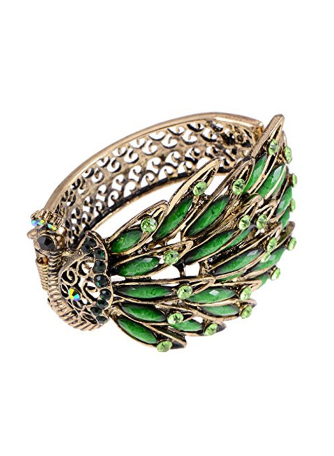 Alilang Antique Golden Tone Peacock Alloy Bangle 