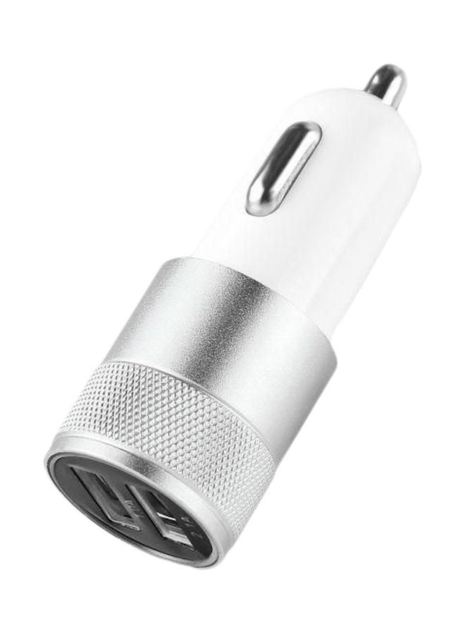 Dual Port Car Charger Silver/White