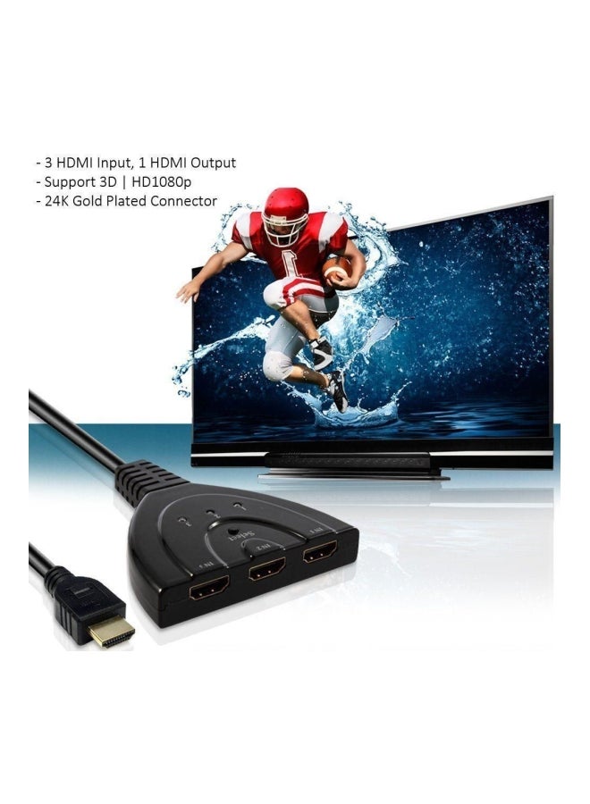 محول كابل HDMI بمدخل من 3 منافذ في مخرج واحد أسود - Image 3