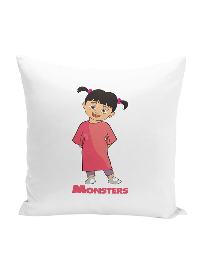 وسادة زينة للديكور بطبعة شخصية بو من فيلم "Monsters Inc" أبيض/وردي/بيج 16 x 16بوصة - Image 1