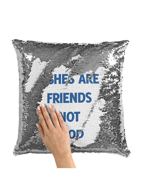 Fish Friendly Sequin Throw Pillow With Stuffing Multicolour 16x16inch