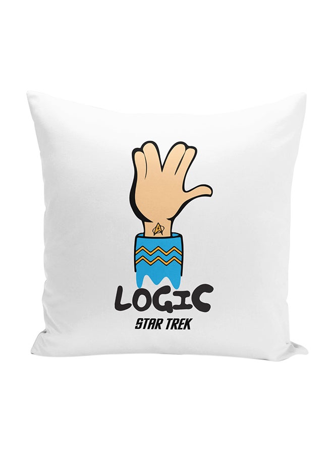 "وسادة زينة للديكور بطبعة عبارة "Logic Spock Star Trek" أبيض 16 x 16بوصة
