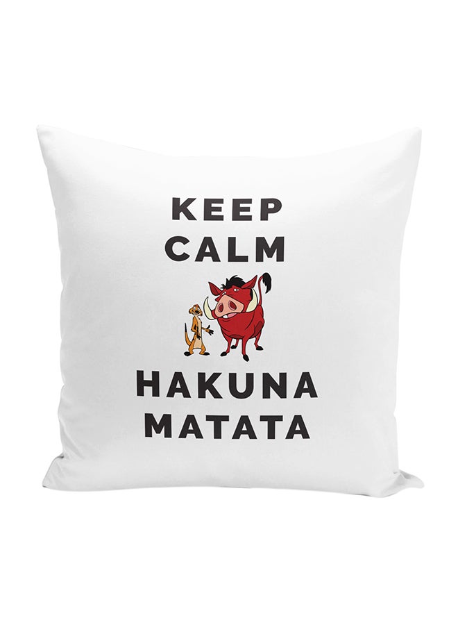 وسادة زينة مطبوع عليها عبارة "Keep Calm Lion King" أبيض/ أسود 16 x 16بوصة