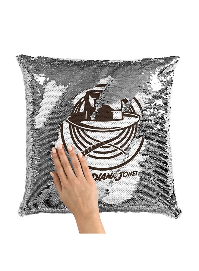 Minimal Movie Poster Sequin Throw Pillow With Stuffing Multicolour 16x16inch  - Image 1