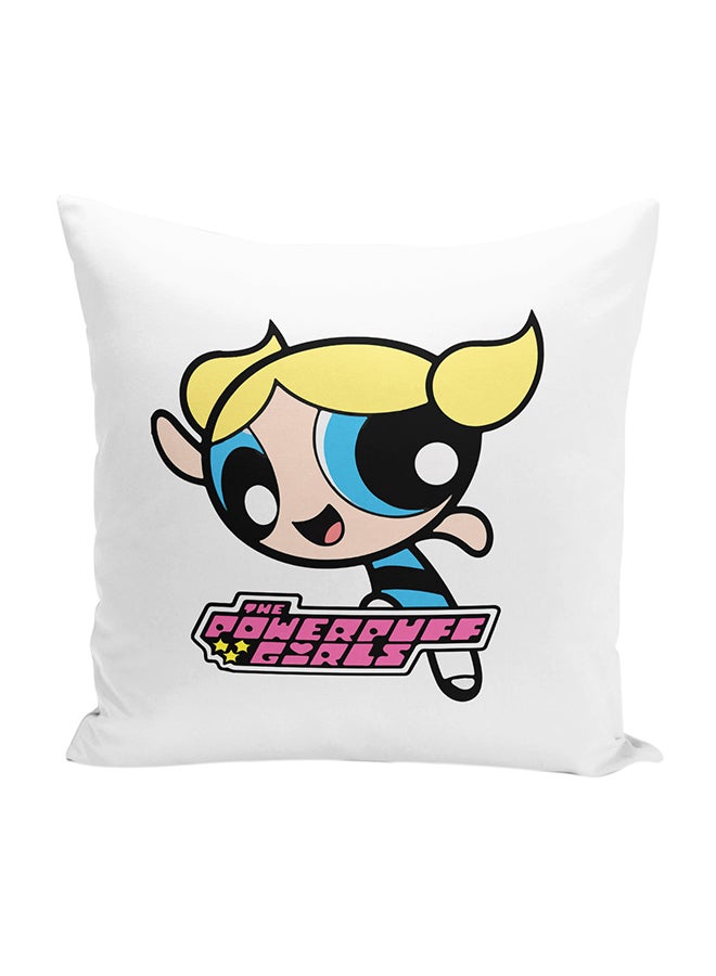 وسادة زينة بالحشوة مغطاة بالترتر ومزينة برسمة من كرتون "Power Puff Girls" متعدد الألوان 16x16بوصة