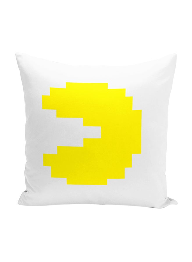 Pacman Yellow Pixel Decorative Throw Pillow White/Yellow 16 x 16inch