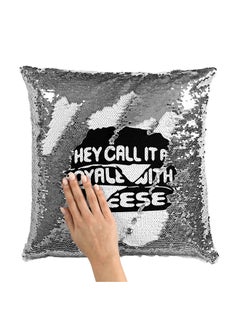 Royal Cheese Burger Sequin Throw Pillow With Stuffing Multicolour 16x16inch