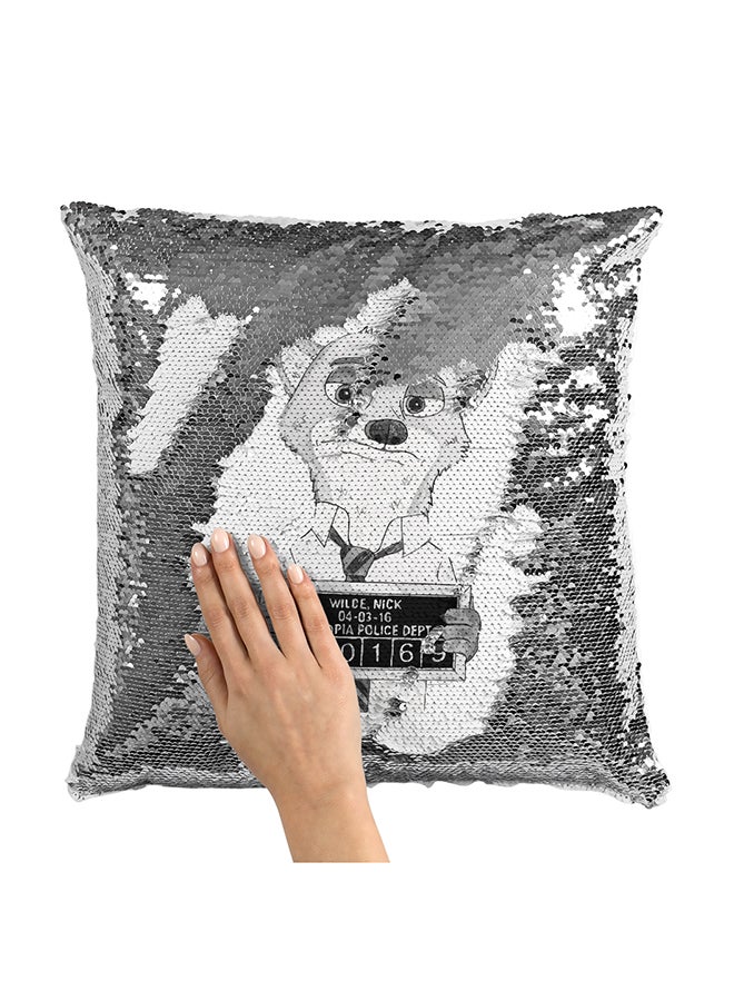 Nick Wilde Zootopia Sequin Throw Pillow With Stuffing Multicolour 16x16inch - Image 1