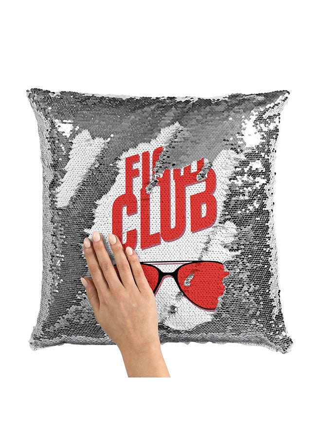 وسادة زينة محشوة ومطرزة بالترتر مطبوع عليها نظارة شمسية أفياتور كلاسيكية من فيلم "Fight Club" متعدد الألوان 16x16بوصة - Image 1