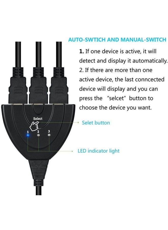 3-Port HDMI Splitter Black - Image 2