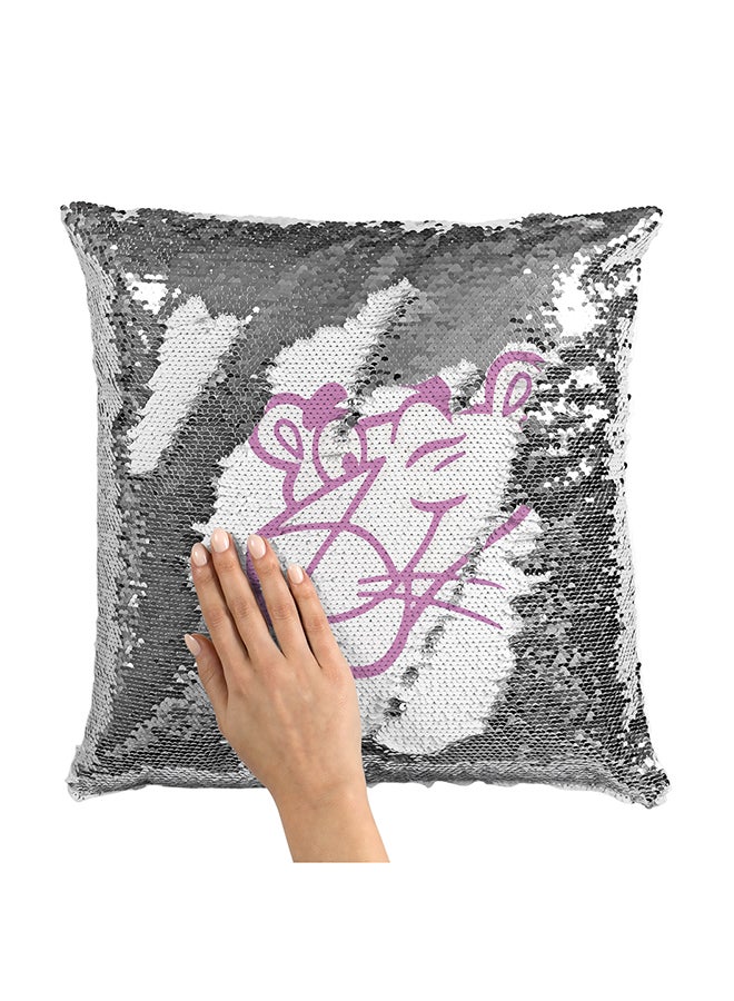 Classic Panther Logo Sequin Throw Pillow With Stuffing Multicolour 16x16inch - Image 1
