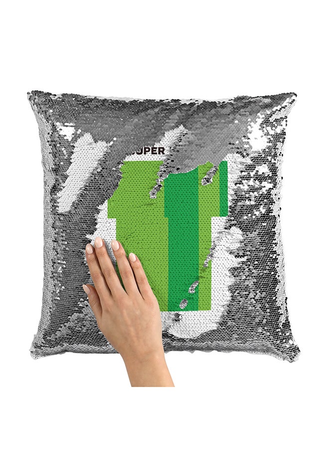 Mario Brother Ingame Sequin Throw Pillow With Stuffing Multicolour 16x16inch - Image 1