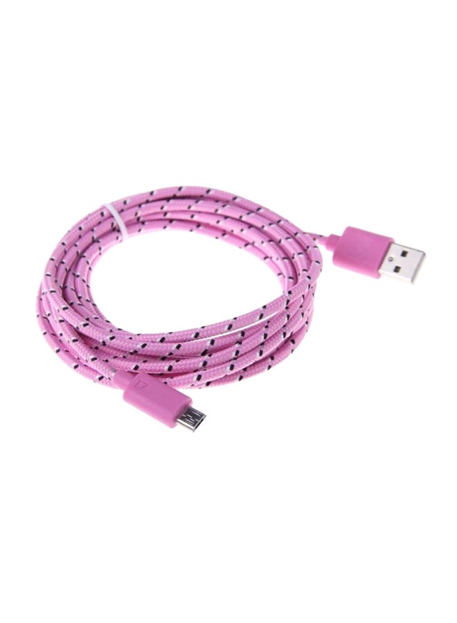 كابل شحن ومزامنة بيانات بمنفذ Micro USB وردي - Image 1