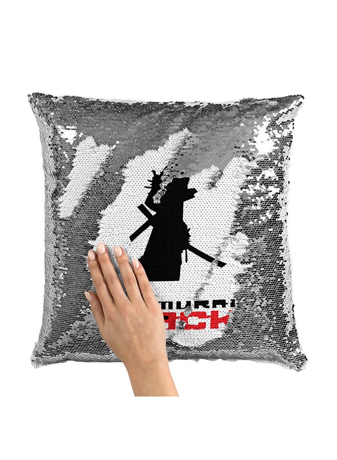 Jack Samurai Sequin Throw Pillow With Stuffing Multicolour 16x16inch - Image 1
