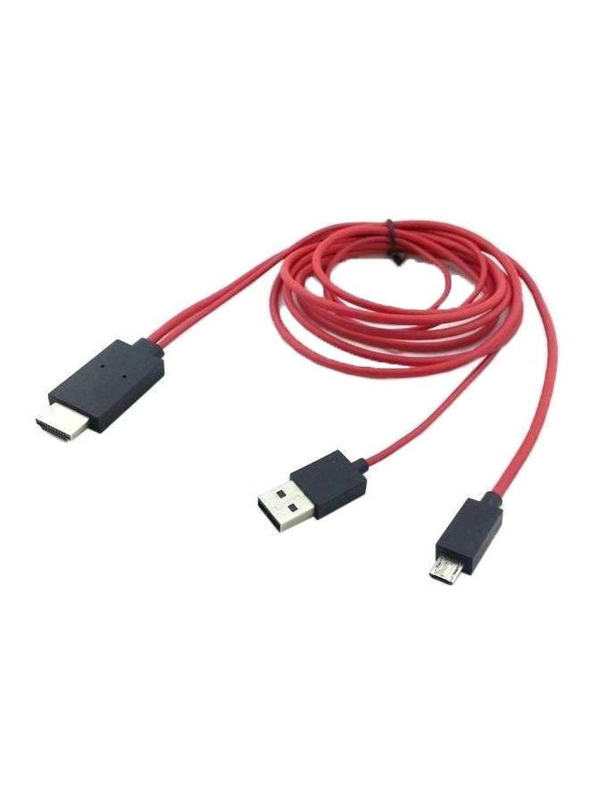 محول كابل Micro USB إلى HDMI TV AV لهاتف سامسونج جالاكسي S3/S4/ نوت 2 أحمر وأسود
