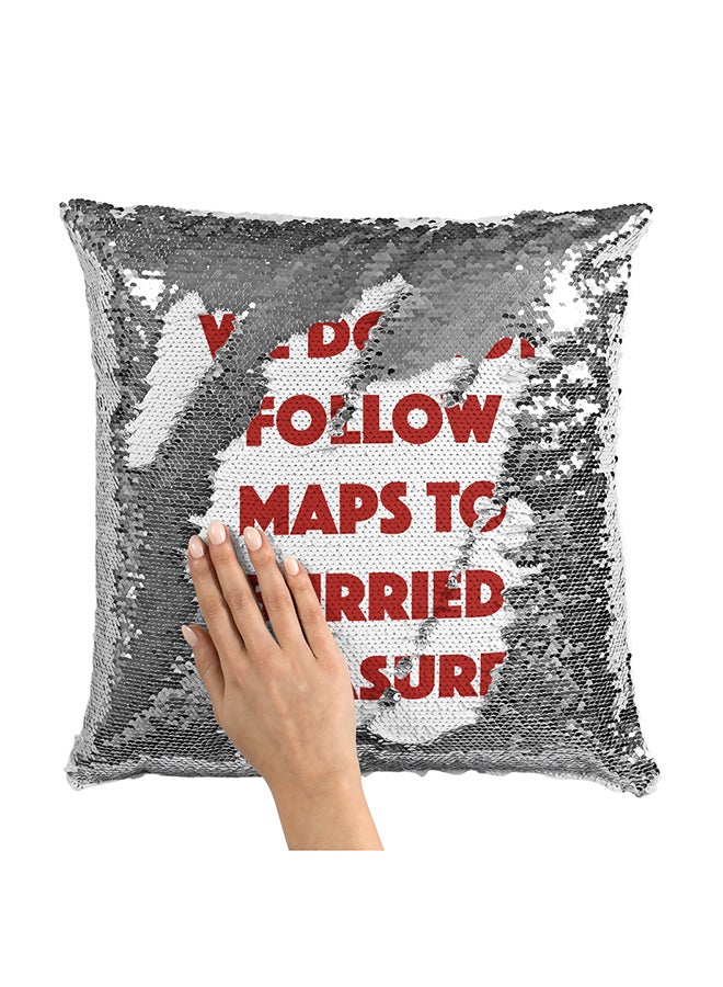 Maps Sequin Throw Pillow With Stuffing Multicolour 16x16inch - Image 1