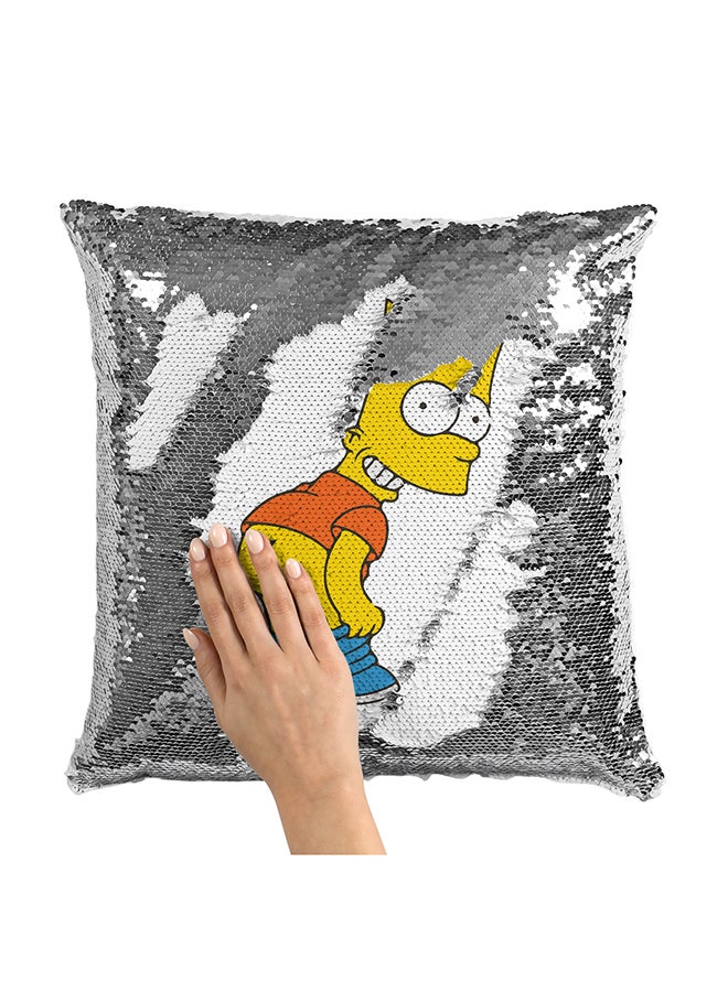 Bart Simpson Pants Sequin Throw Pillow With Stuffing Multicolour 16x16inch - Image 1