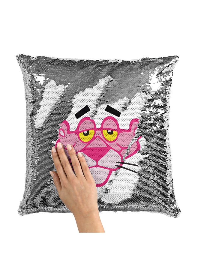 Pink Panther Sequin Throw Pillow With Stuffing Multicolour 16x16inch - Image 1