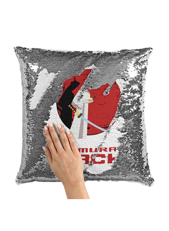 Samurai Jack Logo Type Sequin Throw Pillow With Stuffing Multicolour 16x16inch - Image 1