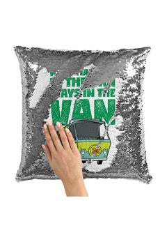 Scooby Doo Van Sequin Throw Pillow With Stuffing Multicolour 16x16inch