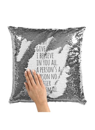 Dont Give Up Quote Sequin Throw Pillow With Stuffing Multicolour 16x16inch - v1553260185/N22718898A_1