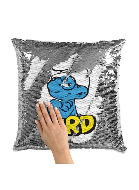 Smurf Nerd Cute Sequin Throw Pillow With Stuffing Multicolour 16x16inch