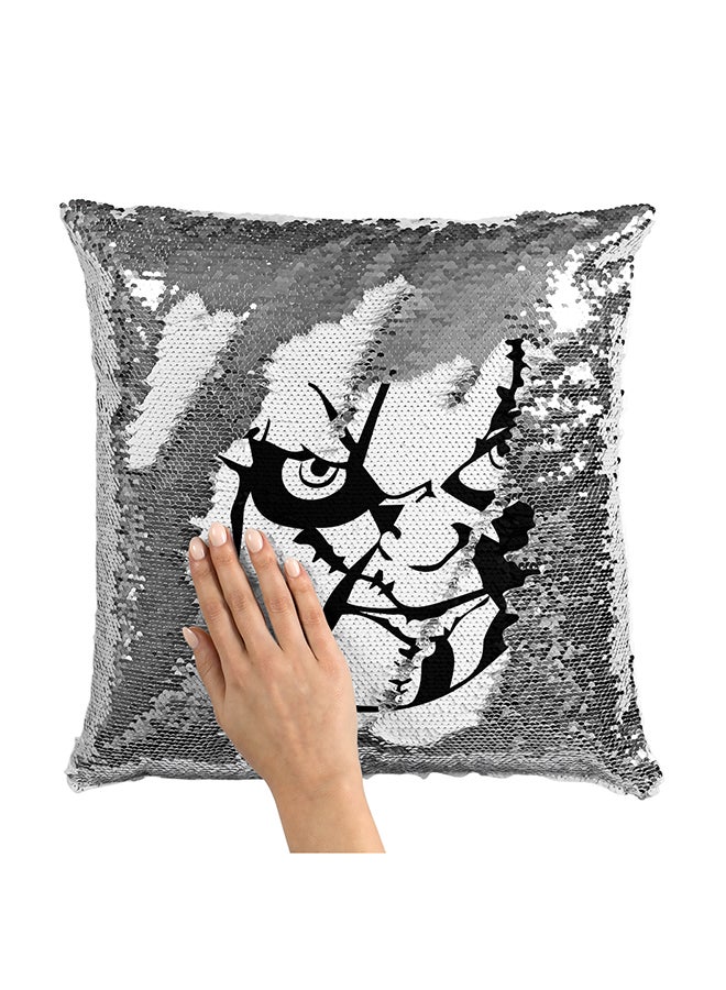 Red Doll Movie Poster Sequin Throw Pillow With Stuffing Multicolour 16x16inch  - Image 1