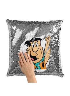 Fred Flintstone Sequin Throw Pillow With Stuffing Multicolour 16x16inch