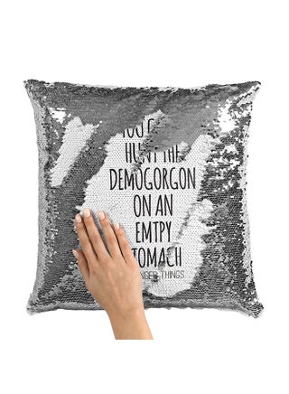 Demogorgon Quote Sequin Throw Pillow With Stuffing Grey/White 16x16inch - v1553260200/N22718717A_1