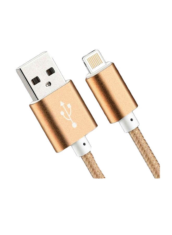 كابل شحن لايتينج لهاتف آيفون 5/5S/5c/6/6 بلس/آي باد 4/إير آيبود ذهبي - Image 1