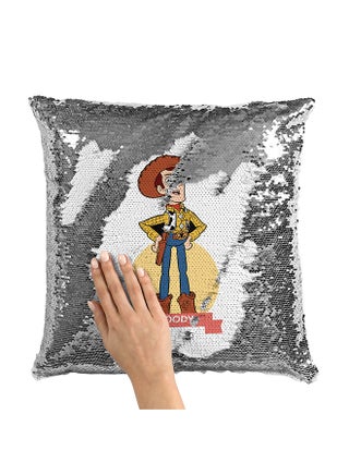 Woody Toy Story Sequin Throw Pillow With Stuffing Multicolour 16x16inch - v1553260210/N22718711A_1