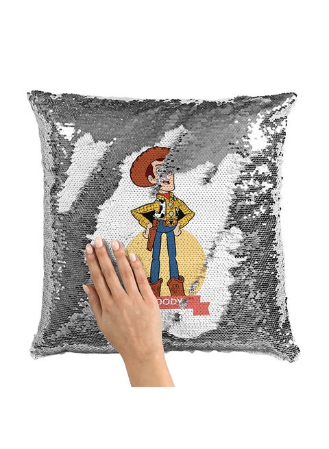 Woody Toy Story Sequin Throw Pillow With Stuffing Multicolour 16x16inch