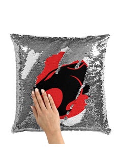Thunder Cat Logo Sequin Throw Pillow With Stuffing Multicolour 16x16inch