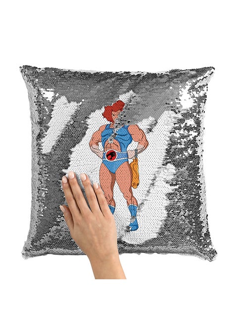 Thundr Cat Style Sequin Throw Pillow With Stuffing Multicolour 16x16inch